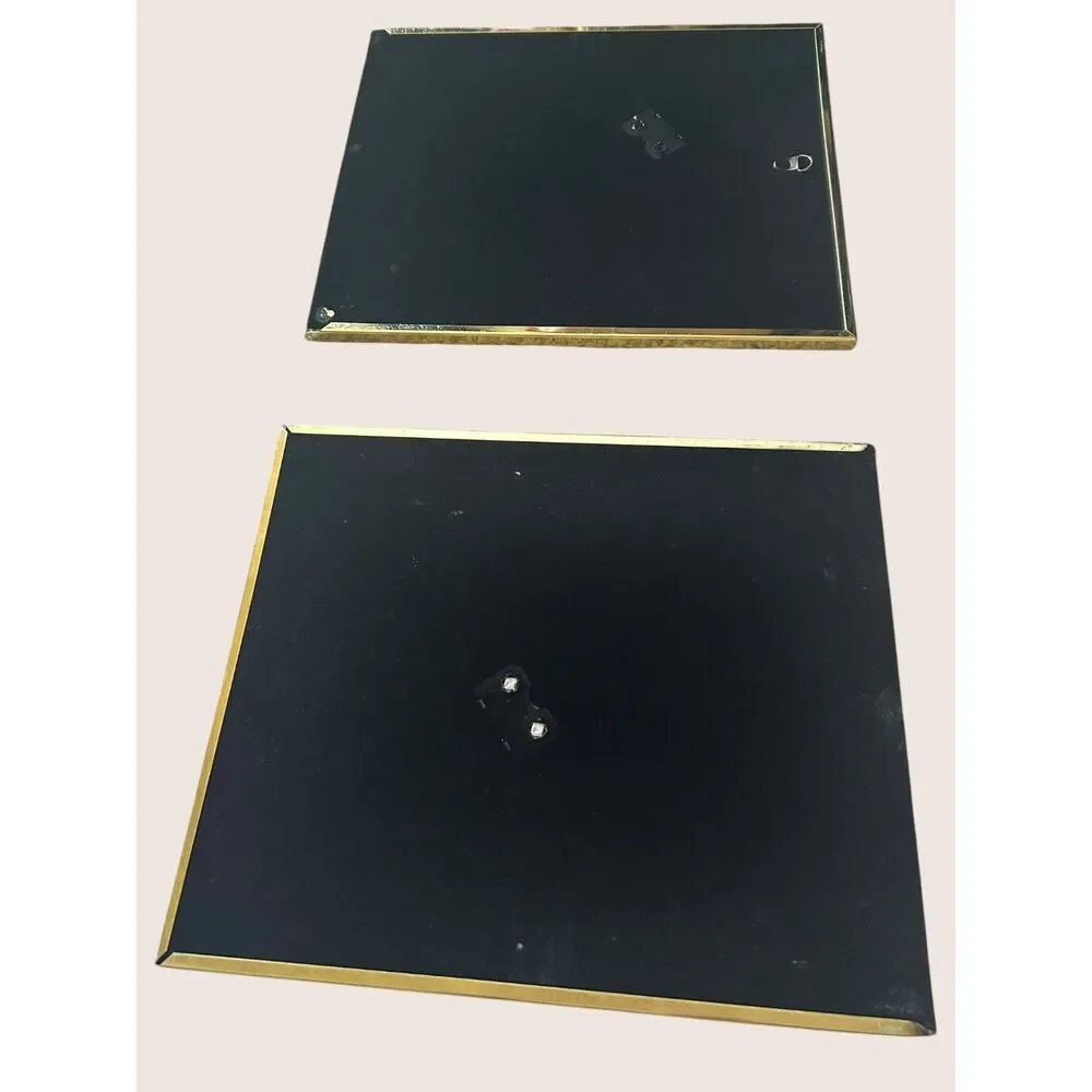 🖼️ VTG GOLD TONE FLUTED RIBBED PICTURE FRAMES SET OF TWO 8 x 10 PHOTOS ART DECO